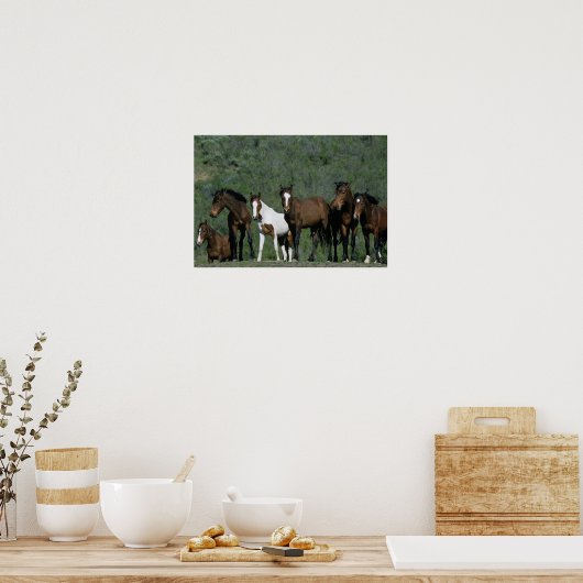 Groep wilde Mustang Paarden Poster (Keuken)