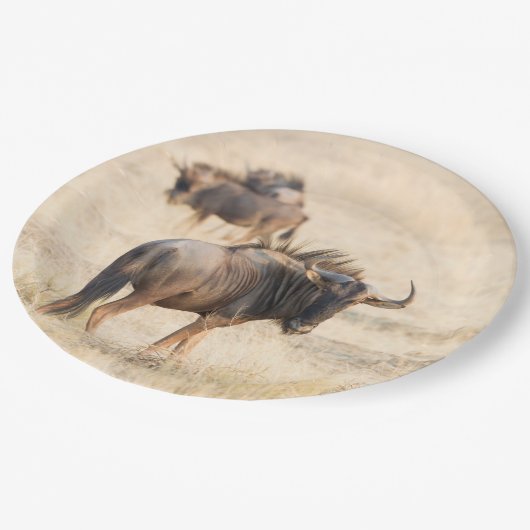 Groep wildebeest papieren bordje (Gekanteld)
