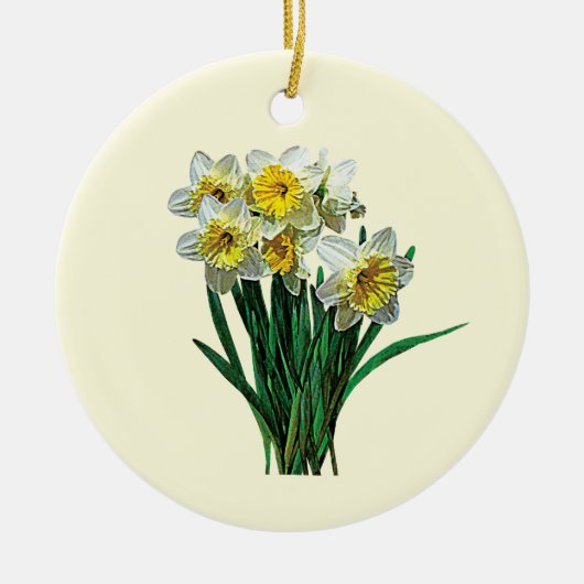 Groep Witte Daffodils Keramisch Ornament (Voorkant)