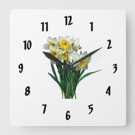 Groep Witte Daffodils Vierkante Klok (Voorkant)