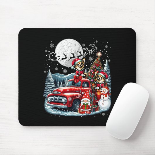 Groep Xmas Gnome Snowman Santa Chihuahuas op Cup Muismat (Met muis)