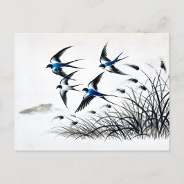 Groep zwaluwen stijgt door de lucht in China Briefkaart