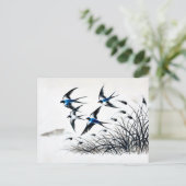 Groep zwaluwen stijgt door de lucht in China Briefkaart (Staand voorkant)