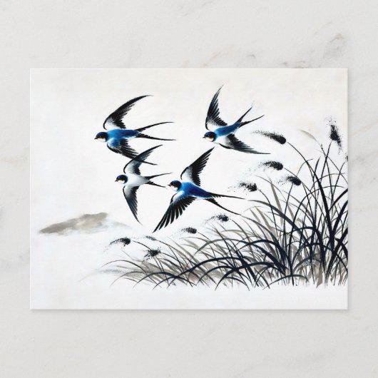 Groep zwaluwen stijgt door de lucht in China Briefkaart (Voorkant)