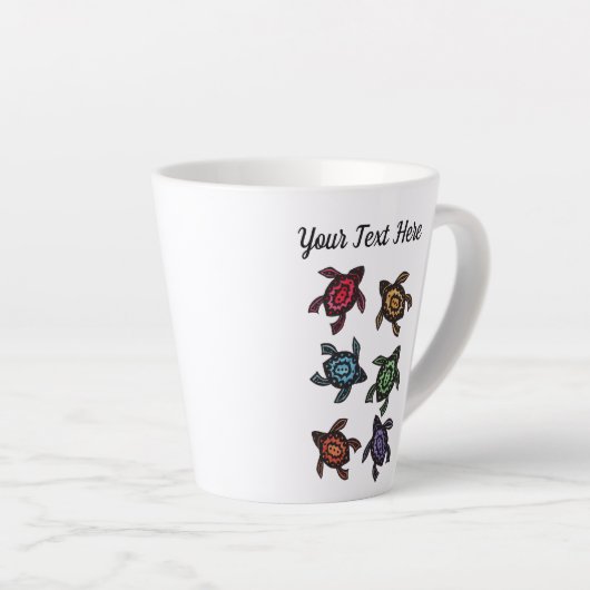 Groep zwarte Abstracte schildpadden gekleurde sche Latte Mok (Rechterhoek)