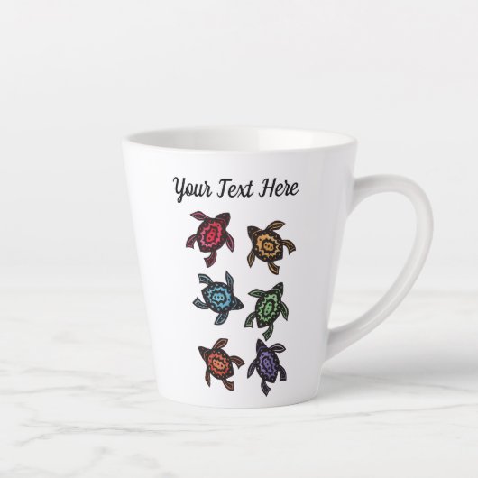 Groep zwarte Abstracte schildpadden gekleurde sche Latte Mok (Rechts)