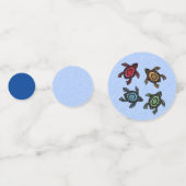 Groep Zwarte Schildpadden Met Kleurrijke Schelpen  Confetti (Achterkanten)