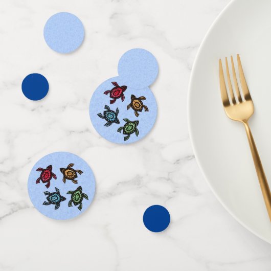 Groep Zwarte Schildpadden Met Kleurrijke Schelpen  Confetti (Groep)