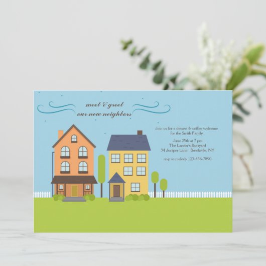 Groepen ontmoeten elkaar en Groet Uitnodiging (Staand voorkant)