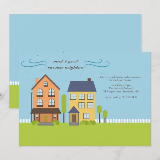 Groepen ontmoeten elkaar en Groet Uitnodiging (Voorkant / Achterkant)