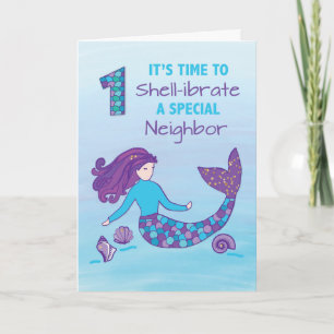 Groepering 1e verjaardag Sparkly Kijk Zeemeermin Kaart