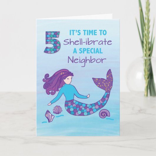 Groepering 5e verjaardag Sparkly look Mermaid Kaart (Voorkant)