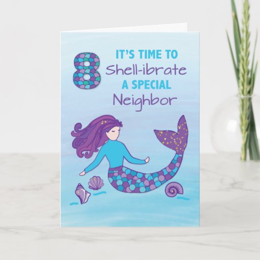 Groepering 8e verjaardag Sparkly look Mermaid Kaart (Voorkant)