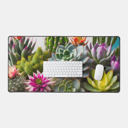 Groepering van cactus en succulente planten bureaumat (Keyboard & Muis)