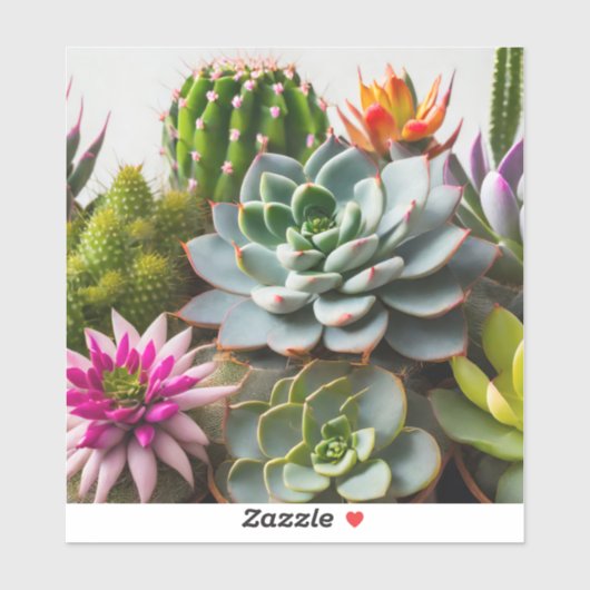 Groepering van cactus en succulente planten sticker (Vel)