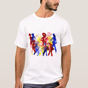 Groepering van het schilderen van de vingers van d t-shirt