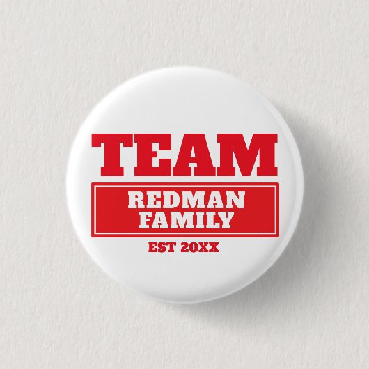 Groeperrode, gepersonaliseerde familie- of teamkno ronde button 3,2 cm (Voorkant)
