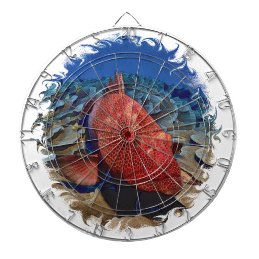 Groepervis op koraalgolfbal dartbord (Voorkant)