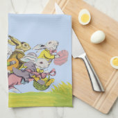 Groepjes met paaskonijnen in pastelkleding theedoek (Quarter Fold)