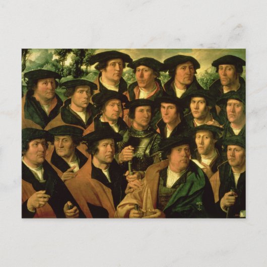 Groepportret van de afschietende onderneming briefkaart (Voorkant)