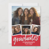 Groepsafstudeerfeest - 4 foto's rood kaart (Voorkant)