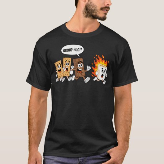 Groepsknuffel Marshmallow Kampvuur Smores Grappig T-shirt (Voorkant)