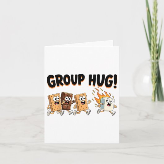 Groepsknuffel Marshmallow Smore Grappig Kamperen F Kaart (Voorkant)