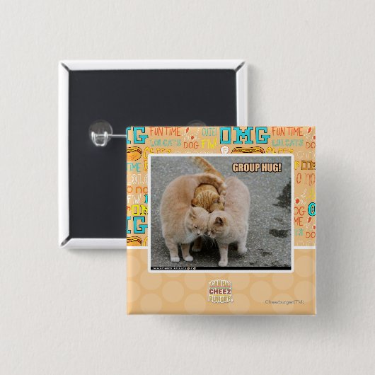 groepsknuffel vierkante button 5,1 cm (Voorkant /achterkant)