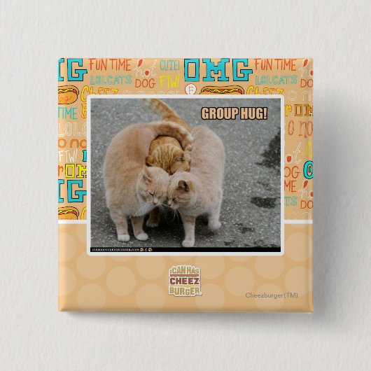 groepsknuffel vierkante button 5,1 cm (Voorkant)