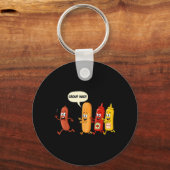 Groepsknuffel Worst Broodje Chup Mosterd Grappige Sleutelhanger (Voorkant)