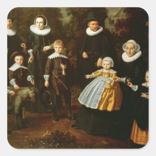 Groepsportret van drie generaties van een vierkante sticker