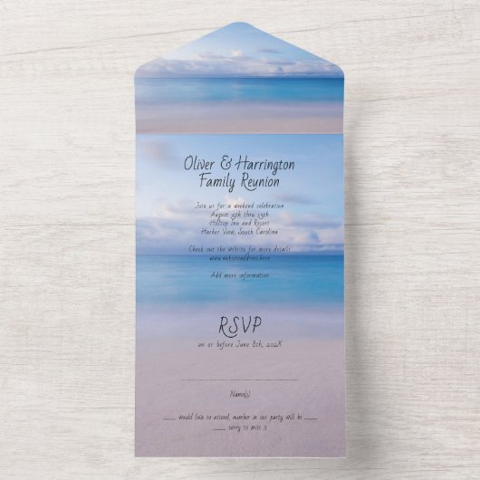 groepsreünie met RSVP All In One Uitnodiging (Binnen)