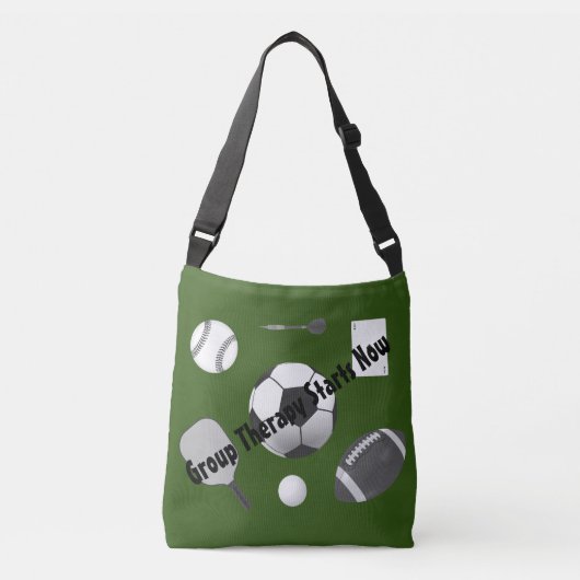 Groepstherapie begint nu groene zwarte Typografie Crossbody Tas (Voorkant)