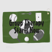Groepstherapie begint nu groene zwarte Typografie Golfhanddoek (Horizontaal)