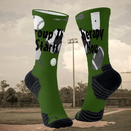 Groepstherapie begint nu groene zwarte Typografie Sokken