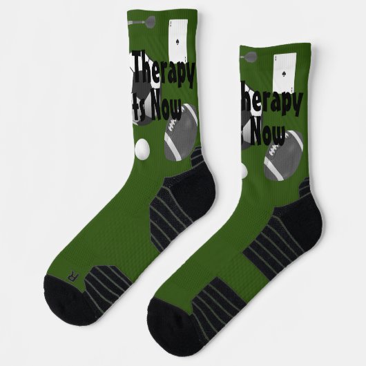 Groepstherapie begint nu groene zwarte Typografie Sokken (Links)