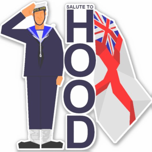 GROET AAN HMS HOOD STICKER (Voorkant)