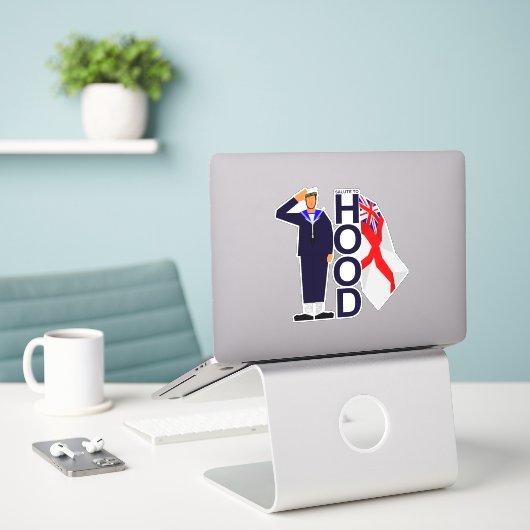 GROET AAN HMS HOOD STICKER (Laptop op bureau)