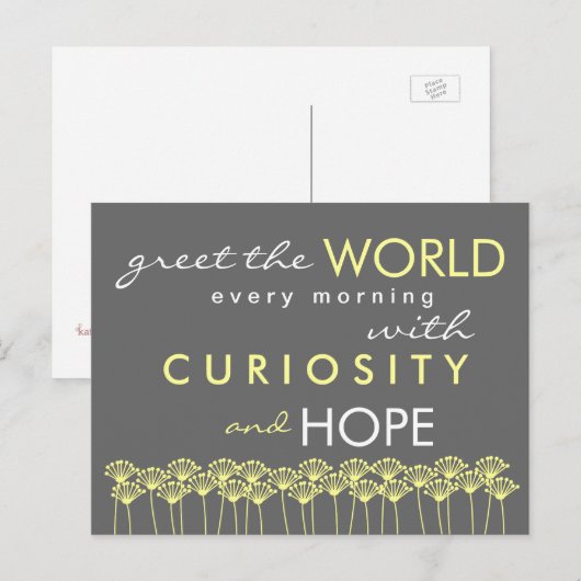 Groet de wereld met Hope Quote Briefkaart (Voorkant / Achterkant)