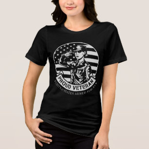 Groet een trotse veteraan van het Vrouw © FB @ # Tri-Blend Shirt