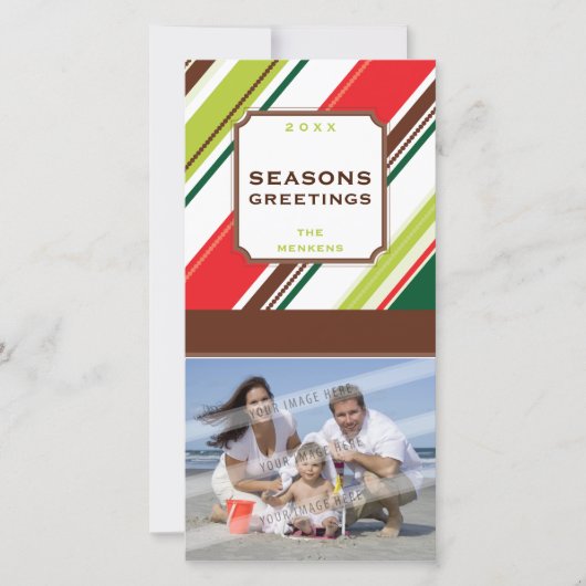 GROET FOTOKAART :: seizoen gestreept P2 Feestdagenkaart (Voorkant)