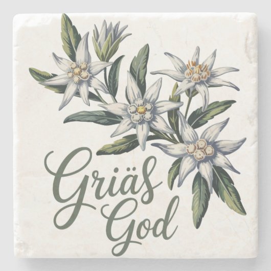 Groet God Edelweiss  Stenen Onderzetter (Voorkant)