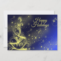 Groet Kerstboom Gouden Sterren Marine Blauw