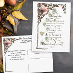 groet Thanksgiving Briefkaart<br><div class="desc">Een prachtig gerestaureerde  Thanksgiving groet met  belichte tekstgroet met een herfst met een bloemige rand en gouden sierdividers. De rug kenmerkt complementaire grafiek en editable tekstgebieden.</div>