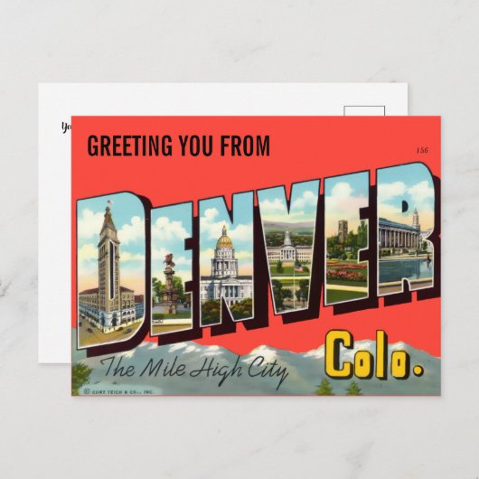 groet u van Denver Colorado Reizen Briefkaart (Voorkant / Achterkant)
