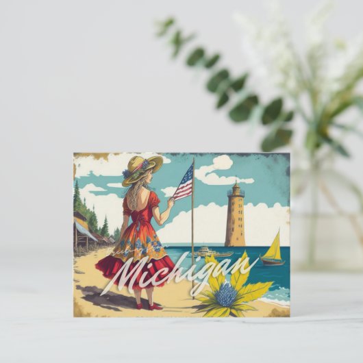 Groet uit Michigan Briefkaart (Staand voorkant)