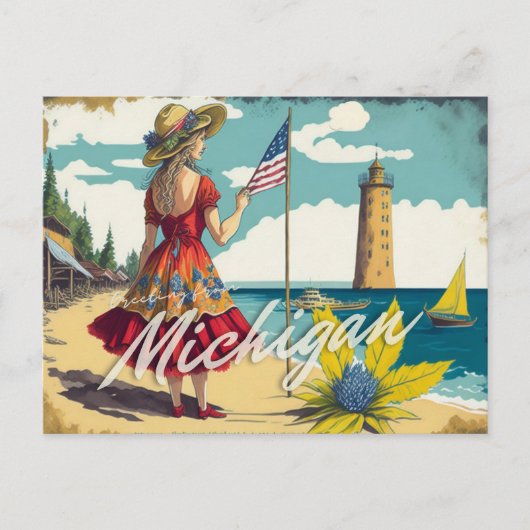 Groet uit Michigan Briefkaart (Voorkant)