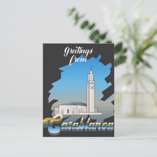 Groet van Casablanca Sign Briefkaart (Staand voorkant)