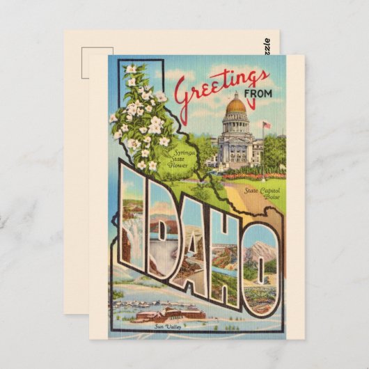 Groet van de staat Idaho Briefkaart (Voorkant / Achterkant)