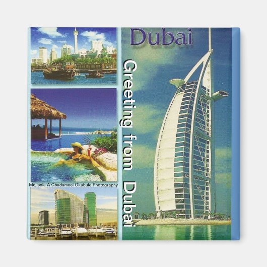 Groet van Dubai Magnet door Moji Gbadamosi Okub (Voorkant)